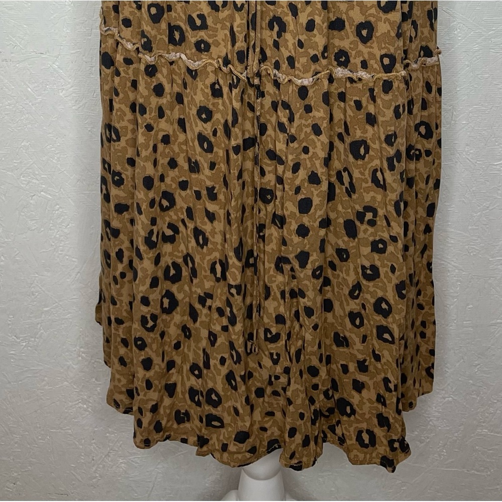 Ava&Viv Animal Print Halter Tie Waist Midi Sundress Boho Tiered Flowy Resort Lg - Picture 5 of 13